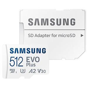 کارت حافظه microSDXC سامسونگ مدل Evo Plus A2 V30 کلاس 10 استاندارد UHS-I U3 سرعت 130MBps ظرفیت 512 گیگابایت به همراه آداپتور SD