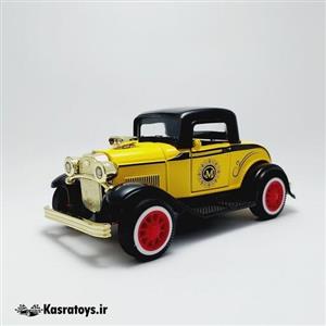 ماشین فلزی فورد کالسکه ای سقف دار زرد