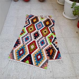 گلیم پادری دستبافت نخی اکریلیک سایز100در60 بافت عالی