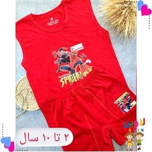 ست تاپ شورت پسرانه طرح مرد عنکبوتی جنس سوپر پنبه در 6 رنگ