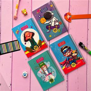 دفترچه فنری طرح عروسکی فانتزی  حاشیه دار  تمام رنگی (فروزن،سگ های نگهبان و...