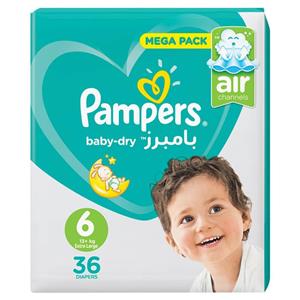 پوشک بچه پمپرز مدل baby dry سایز 6 بسته 36 عددی