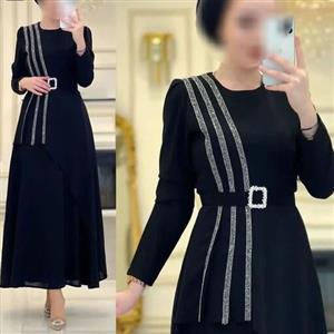 ماکسی مدل ساغر کرپ و خرجکار لمه مشکی سایز 1و2و3و4