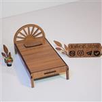 تخت خواب چوبی مینیاتوری یک نفره مناسب دکور و بازی دارکوب استور