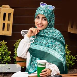 روسری نخ پنبه ال وی وارداتی  2 رنگ سبز و آبی قواره بزرگ