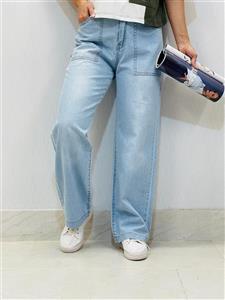 شلوار جین کاغذی نیم بگ زنانه