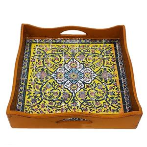 سینی چوبی مدل کاشی رزینی  کد kh30
