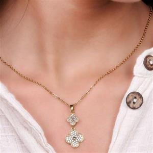 گردنبند ونکلیف نگین دار آویز دار طلایی استیل