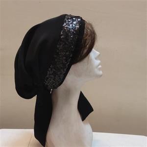 توربان مجلسی  . استر دار . با استایل شیک . مناسب مجالس و مهمانی ها با پوشش عالی برای حجم همه مدل مو . جنس کرپ درجه یک .