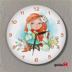 ساعت دیواری دخترانه  دختر مو قرمز  مان لیزر