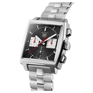 ساعت مچی مردانه تگ هویر موناکو سیلور صفحه مشکی بند استیل Tag Heuer Monaco Silver Black Screen Steel Band