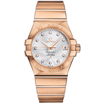 ساعت مچی زنانه امگا کانسلیشن رزگلد صفحه سفید اندکس خط Omega Constellation Rose Gold White Screen Jewel Index