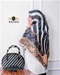 ست کیف و روسری زنانه با کیف نیمگرد طرحدار رنگ مشکی  کد na1387