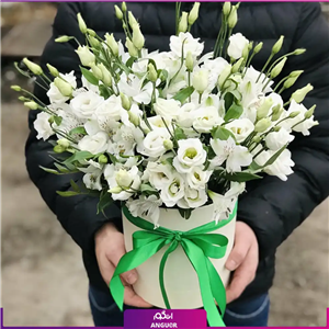 باکس گل لیسیانتوس سفید (امکان تغییر رنگ گل)