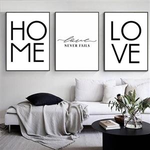 تابلو دکوراتیو طرح تکست انگلیسی Homeوlove سه تکه هر تکه60در40