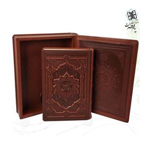 125259-کتاب نفیس دیوان حافظ وزیری گلاسه چرم 2 زبانه فانتزی جعبه دار