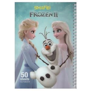 دفتر مشق 50 برگ فانتزی طلقی فنر دوبل یووی اکلیلی برجسته شفیعی طرح فروزن کد 36