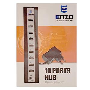 هاب 10 پورت USB2.0 + آداپتور انزو Enzo UH-10A