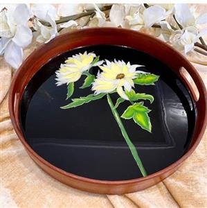 سینی چوبی نقاشی شده با دست طرح کوکب