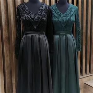 لباس مجلسی زنانه شهرزاد ساتن و مخمل برجسته سایز 36 تا 48 مشکی