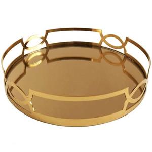 سینی کف اینه برند برنوا مدل طنابی طلایی سایز بزرگ