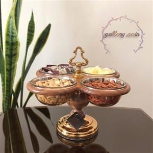 اردو خوری چهار خانه پایه چوبی خراطی شده طلایی 