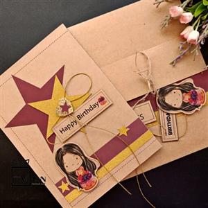 کارت پستال دستساز اختصاصی طرح برجسته  تبریک تولد سایز A5
