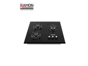 اجاق گاز شیشه ای مشکی 3 شعله رامون مدل RG 312