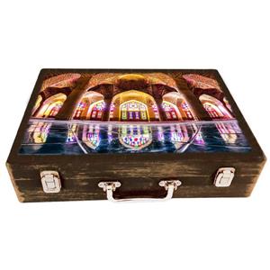 جعبه هدیه مدل چمدان چوبی طرح مسجد صفوی کد WSL588