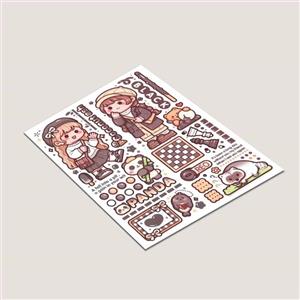 برچسب مدل برش نخورده طرح اسکرپ بوک دختر و پاندا -