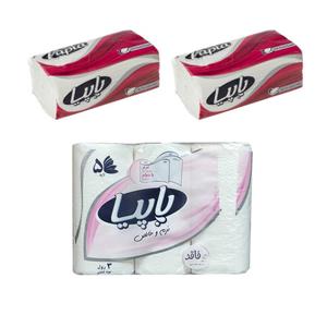 دستمال حوله ای و دستمال کاغذی پاپیا مدل 2SH3 مجموعه 3 عددی