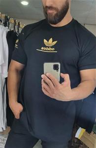 تیشرت مردانه آدیداس مشکی رنگ با جنس پارچه نخ پنبه