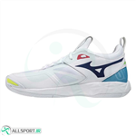 کفش والیبال میزانو طرح اصلی Mizuno Wave Momentum 2 White Belu Red