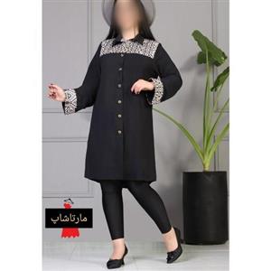مانتو زنانه سنتی مشکی ابروبادی دکمه دار مارتاشاپ
