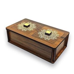 جعبه پذیرایی دو خونه چوبی با درب طرح دار اسلیمی