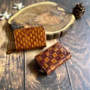 جاکارتی آکاردئونی اسپرت چرم طبیعی دست رنگ