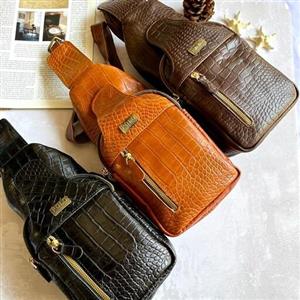 کیف بادی بگ کروکودیلی چرم طبیعی  اسپرت پولو