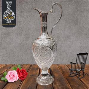 تنگ شربت خوری لب پارچی قلمزنی گل و مرغ  اعلاء سفید طرح نقره