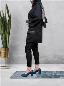 مانتو مشکی بلند عروسکی تابستانه خنک دکمه دار جلو دکمه راحت زنانه سیاه