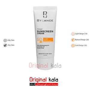 کرم ضد آفتاب رنگی SPF50 بیزانس مناسب پوست خشک و حساس حجم 30 میل-شماره 20 (بژ طبیعی)