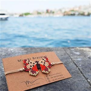 M0070 _ دستبند پروانه قرمز ( منجوق میوکی )