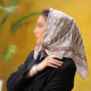 مینی اسکارف (باندانا) طیف رنگی نسکافه ای سفید طرح خال خالی ارسال رایگان