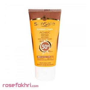 کرم ضد آفتاب رنگی فاقد چربی SPF50 مناسب پوست چرب و مختلط و آکنه دار سان سیف 50 میل-بژ روشن Sun Safe ACNEIC Oil free sun block cream SPF 50