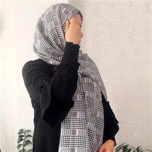 شال نخ اسلپ منگوله دار طرح باربری  ایستایی خوبی داره  قواره استاندارد