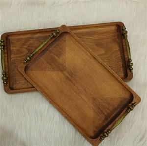 سینی چوبی دسته فلزی از چوب راش مدل  BTI