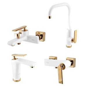 شیرآلات کسری ست 4 تیکه مدل آمازون مشکی مات بهمراه شلنگ توالت مشکی 