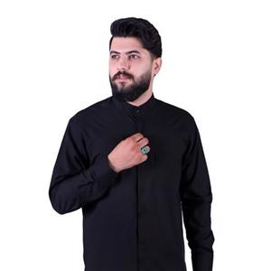 پیراهن مشکی یقه دیپلمات دو یقه دکمه مخفی تترون بروجرد