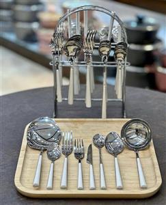 سرویس قاشق چنگال 6 نفره 39 پارچه استنددار سفید استارمکس کد K2