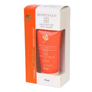 کرم ژل ضد آفتاب خاویار مینو SPF45 حجم ۵۰ میلی لیتر
