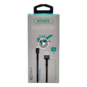 کابل 2 متری فست شارژ تایپ سی 2.4A مدل RENJER RJ-26